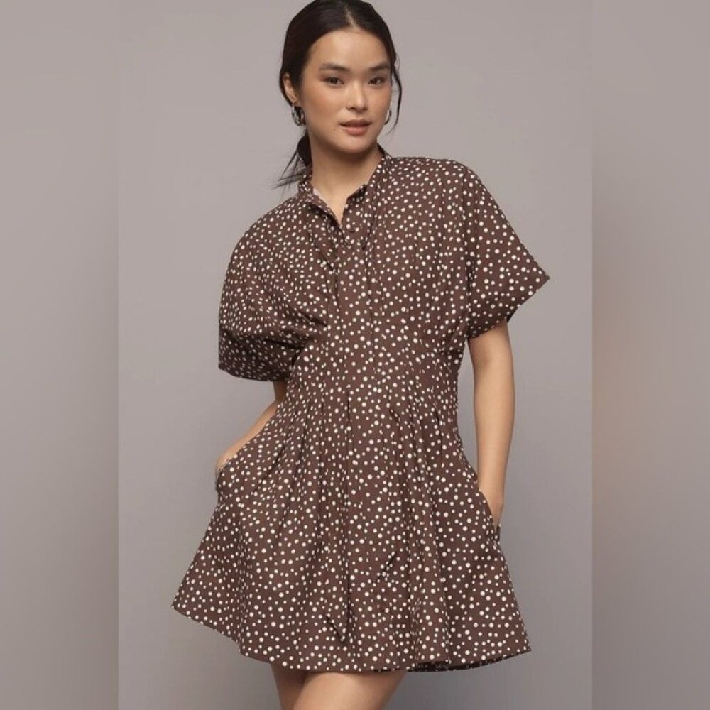 NWT Size SP - The Tobie Tie-Neck Cotton Shirt Dress by Exquise (NWT US$ 178)